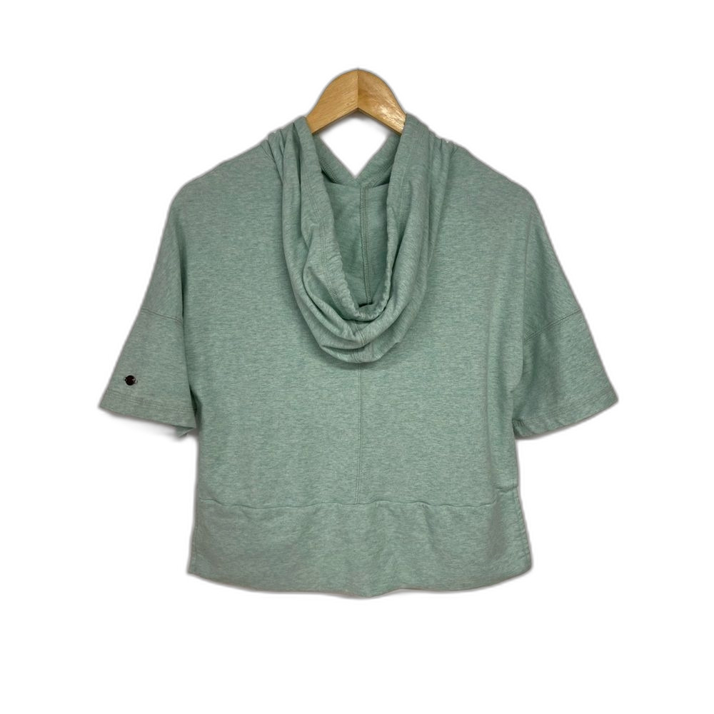 CALIA Cropped Short Sleeve Green Hooded Sweatshirt Size Small - Picture 2 of 8